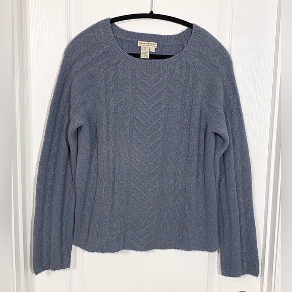 Royal Robbins Wool Blend Cable Knit Sweater Blue L - Picture 1 of 6